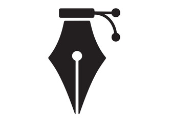 pen tool logo silhouette vector, pen tool icon logo vector design, fountain pen tool logo vector, black writing pen tool logo vector silhouette, Pen nib logo silhouettes vector on a white background 