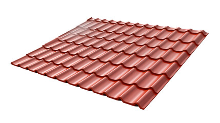 Red metal roof tiles offer durable residential or commercial roofing solution  isolated on transparent background