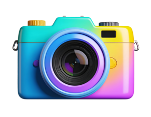 Modern camera featuring a striking rainbow gradient design, symbolizing vibrant visual storytelling.