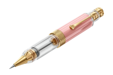 PNG Elegant pink and gold mechanical pencil with transparent barrel design