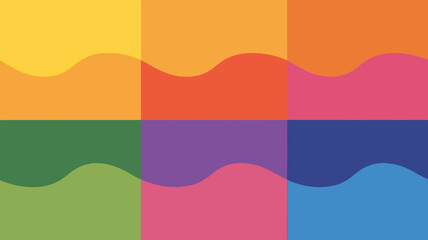 Obraz premium Abstract colorful background with wavy lines dividing the squares in a grid pattern design style