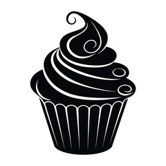 Delicious sweet cupcake with swirled frosting on top elegant dessert treat perfect for baking and celebration designs silhouette
