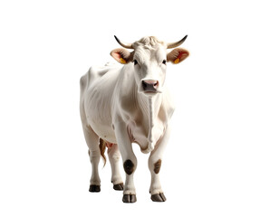 A majestic white cow stands gracefully, showcasing its impressive form and gentle nature.