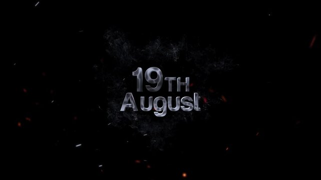 Video of smoke text effect showing 19th august