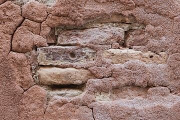Exploring ancient textures of rustic brick walls in warm earthy tones