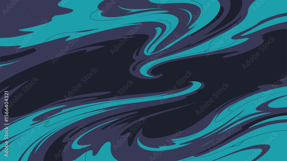 Poster abstract background featuring swirling teal and dark blue shapes creating a dynamic visual pattern