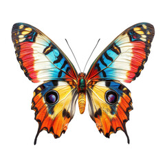 Colorful butterfly with vivid patterns resting on a Transparent background showcasing its radiant wings, Colorful Butterfly on PNG background