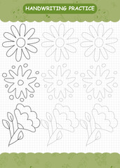 Tracing worksheet for flowers and plants to enhance handwriting skills for preschool children