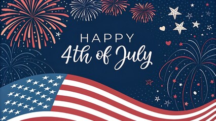 4th of July fireworks celebration with night sky and festive lights in Independence Day background