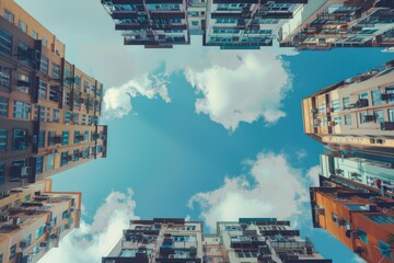 High Detail Picture of Low Angle View of Residential Buildings Against Sky
