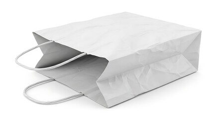 White paper bag isolated on white background, lying down