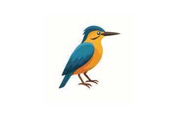 Fototapeta premium Vibrant Blue and Orange Bird Illustration on White Background
