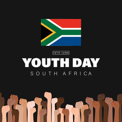 Celebrate South Africa Youth Day, raised diverse people hands, inspired by unity, culture, and empowerment. Ideal for posters, social media, and educational content.