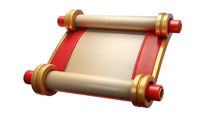 Elegant antique scroll with gold and red accents perfect for historical documents or festive invitations