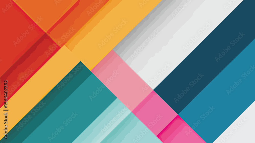 Aufkleber abstract background featuring overlapping colorful geometric shapes and diagonal lines design style