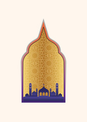 Islamic modern greeting card template design vector.  Islamic, Ramada, Eid poster design.