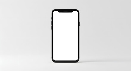 A smartphone with a blank white screen, isolated against a white background.