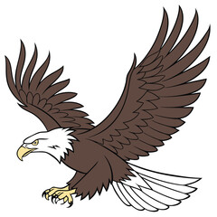 Fototapeta premium Bald Eagle Flying with Wings Spread on White Background