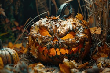 High Detail Image of Realistic Halloween Pumpkin Photography