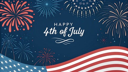 4th of July fireworks celebration with night sky and festive lights in Independence Day background