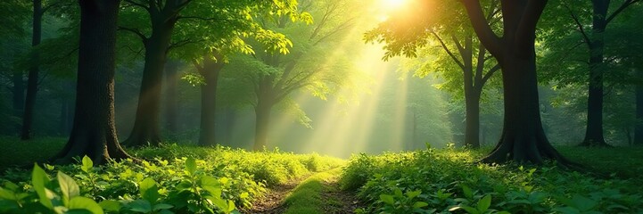 Sun Dappled Forest Tranquil Nature Scene, Perfect for Meditation and Relaxation
