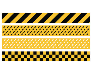 Yellow Striped Pattern Borders with Diagonal Lines, Dots, and Squares on White