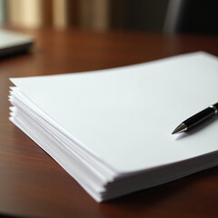 white paper lies on the table with a pen