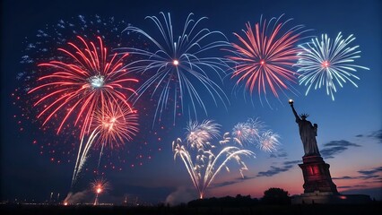 4th of July fireworks celebration with night sky and festive lights in Independence Day background
