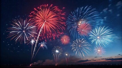 4th of July fireworks celebration with night sky and festive lights in Independence Day background