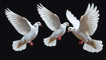 Obraz premium White dove flying in blue sky symbolizing peace and freedom