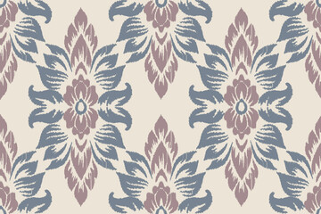 Ikat floral paisley embroidery seamless pattern on background. Ikat ethnic flower oriental pattern traditional. Aztec style abstract vector illustration. design for ikat floral fashion fabric, cloth