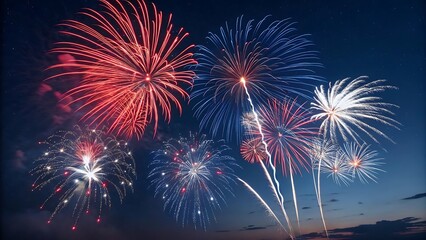 4th of July fireworks celebration with night sky and festive lights in Independence Day background