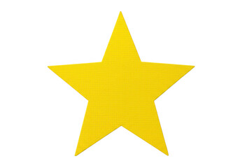 A bright yellow star shape isolated on transparent background represents success and achievement