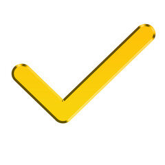 3D gold check mark on white background