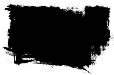 black ink brush painting banner panel label artistic