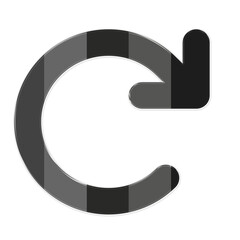 3d render of a Looping arrow symbol glass black and grey 