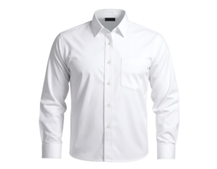 Sophisticated white button-up shirt perfect for professional and formal occasions.