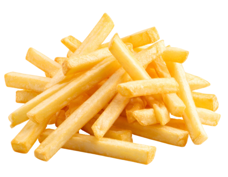 Crispy golden potato sticks piled high, presenting a classic and universally loved savory snack.