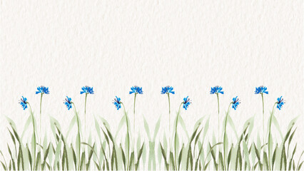 Blue and Green Illustrated Floral Zoom Virtual Background