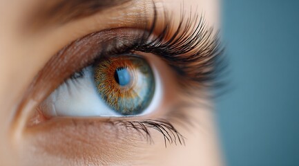 Obraz premium Macro Close-Up of Blue Eye with Long Eyelashes