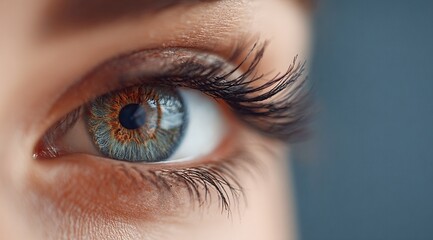 Obraz premium Macro Close-Up of Blue Eye with Long Eyelashes