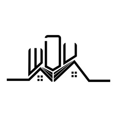 WDU Real State logo design, WDU simple and modern logo. WDU luxurious alphabet design