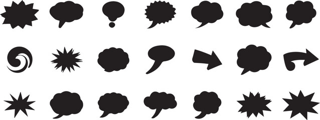 Retro comic book speech bubble set isolated on transparent background