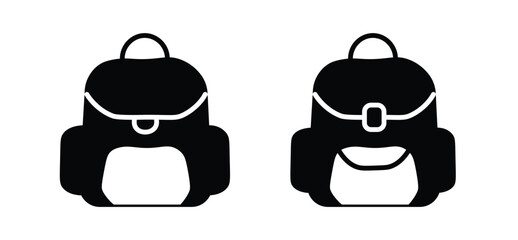 Backpack icon set. Backpack isolated and black solid icons. Backpack glyph icon. Backpack collection on white background
