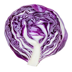 Obraz premium Slice of red cabbage isolated on a Transparent background showcasing its vibrant color and texture, slice red cabbage isolated on PNG background