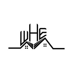WHE Real State logo design, WHE simple and modern logo. WHE luxurious alphabet design