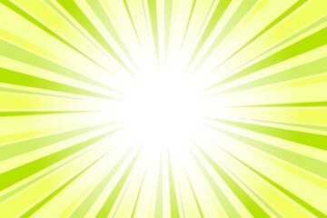 Obraz premium Abstract green sunburst background. Sun rays backdrop. Radial green background with sun rays. Summer vector illustration.