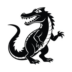 vector illustration of a black dragon silhouette icon isolated on white background