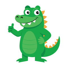 funny crocodile cartoon showing thumbs up vector icon isolated on white background