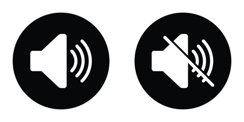 Sound on off icons vector. Sound volume and mute icon. Volume allow and volume prohibit icon set. Sound and Mute icon set. Volume icon set. Vector illustration, EPS 10